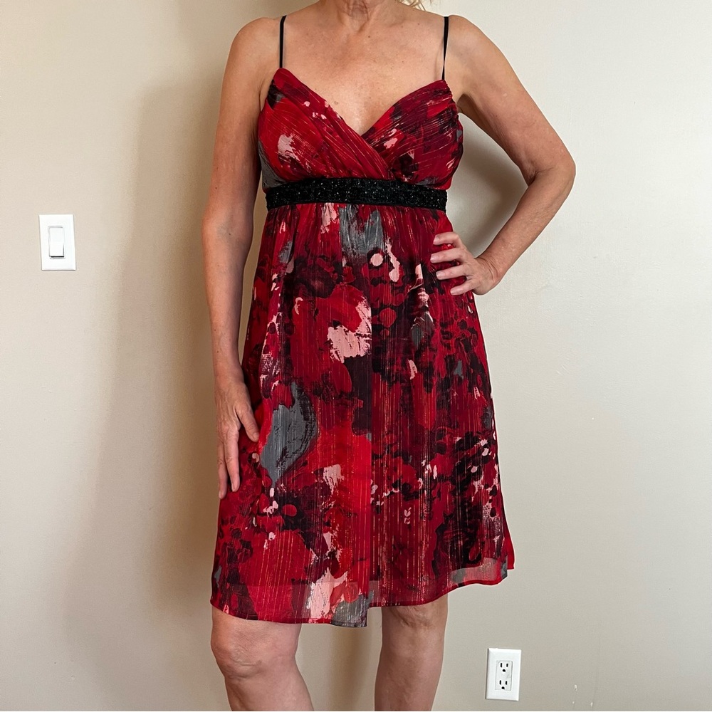 Roulette Red and Black Floral Dress